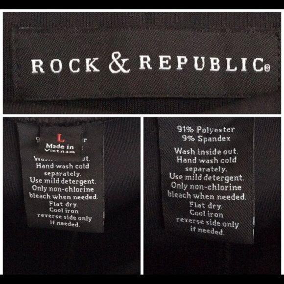 Rock & Republic Black/silver Shimmer Pants LARGE - Picture 3 of 8